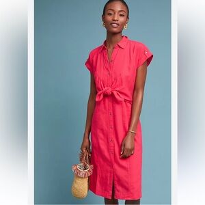 Pink Anthropologie Button-Down Dress